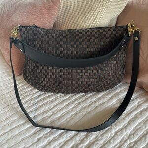 Clare V Black and Chocolate Moyen Messenger Shoulder Bag